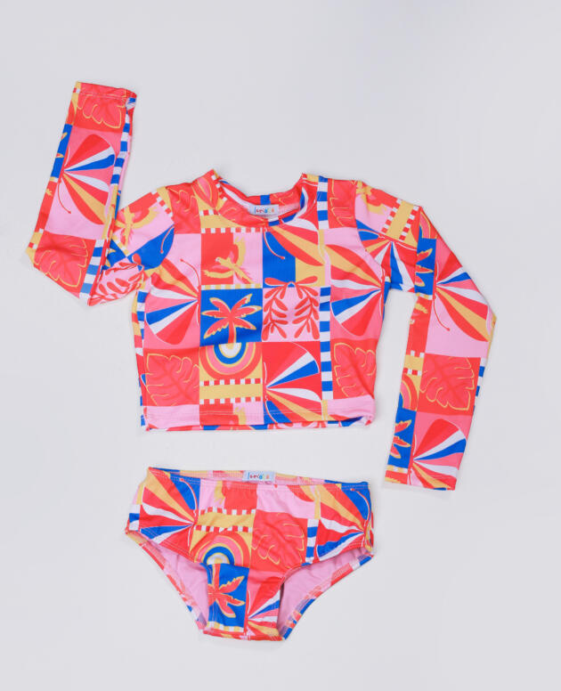 Biquíni Cropped Manga Longa Tropical